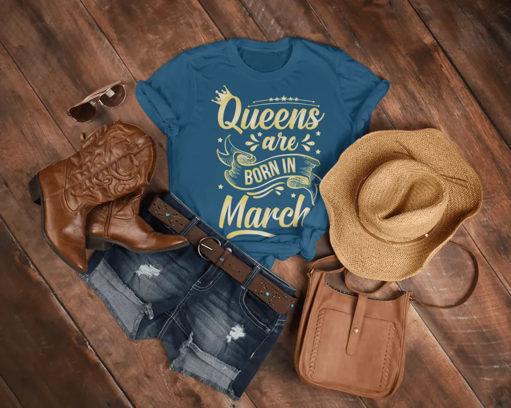 Queens are born in March t-shirts for women